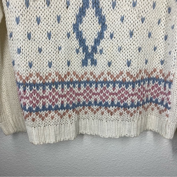 Vintage 80s Knit Sweater Grandma Cottagecore Medium hand knit Floral colterbay - Picture 9 of 12